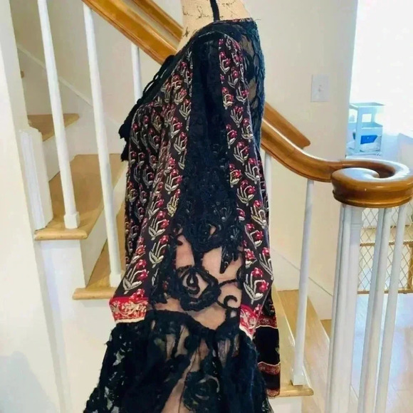 Free People Nomad Child Floral Dress Print Belle Sleeve Lace - Picture 10 of 16